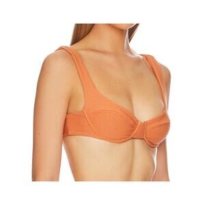 NWT L*Space Women's Nikita Ribbed Bikini Swim Top Sienna Orange Brown Size M